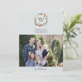 Invitation Noël Wreath Monogramme Vacances photo paysage (Debout devant)