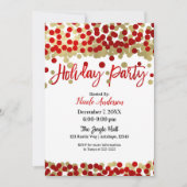 Invitation Noëls Dots Rouge & Or Fête de Noël (Devant)