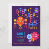 Invitation NOEON ROBOT 2e fête d'anniversaire garçon fille dr (Devant)