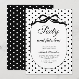 Invitation Nœud à pois Soixante ans et fabuleux 60e anniversa