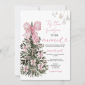Invitation Nœud à rayures roses Arbre de Noël Couple Mariage (Devant)