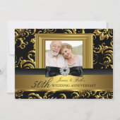 Invitation Nœud à tourbillon floral Photo 50e anniversaire de (Devant)
