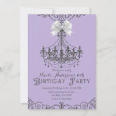 Invitation Nœud Anniversaire Argent Violet Blanc Tout Âge (Devant)