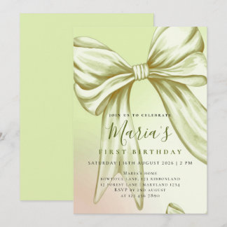 Invitation Nœud aquarelle vert citron personnalisé pour un pr