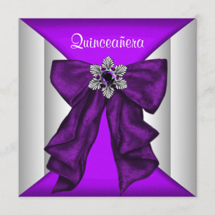Invitation Nœud Blanc Violet Purple Quinceanera