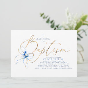 Invitation Nœud Bleu Poussiéreux Élégant Minimaliste Moderne