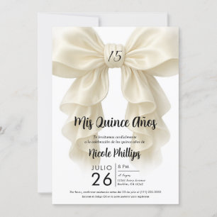Invitation Nœud Cascade Ruffle à Crème Élégant Fête de Quince