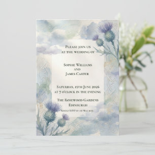 Invitation Nœud celtique Chardon Bleu Mariage Écossais Heri