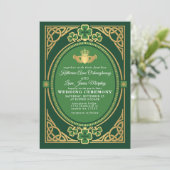 Invitation Nœud celtique Claddagh Trèfle Mariage Vert (Debout devant)