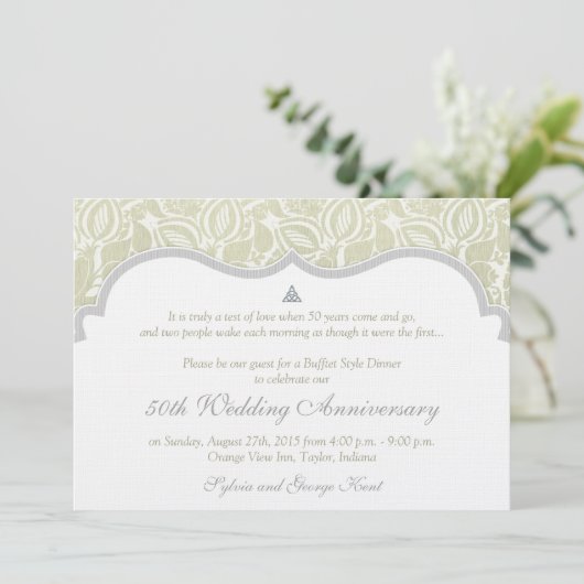 Invitation Nœud d'amour celtique Damassé 50e anniversaire de (Debout devant)