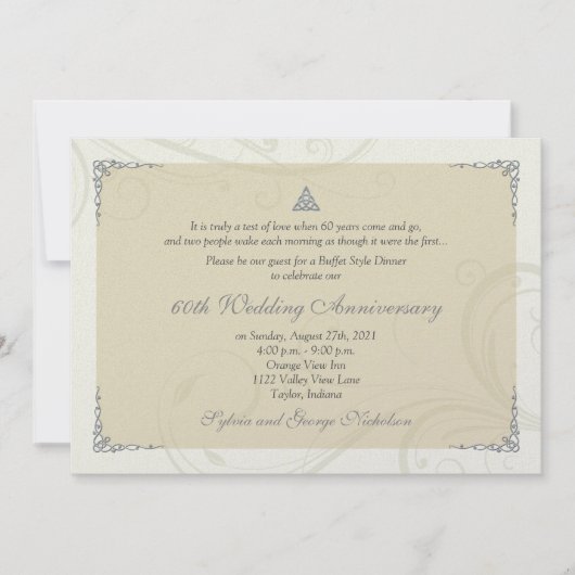 Invitation Nœud d'amour celtique en diamant pour anniversaire (Devant)