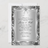 Invitation Nœud de bijou argenté et floral pour 25e anniversa (Dos)