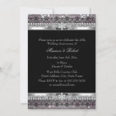 Invitation Nœud de dentelle et perle argentée Rose 25e annive (Dos)