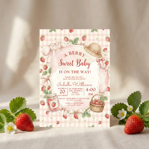 Invitation Noeud de fraise Baby Shower Première Baie Douce