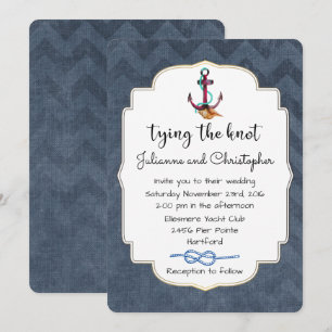 Invitation Noeud de Mariage avec Thème Nautique de Mariage