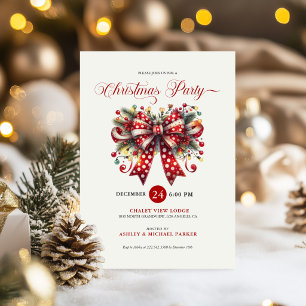 Invitation Noeud de Noël festif, Typographie de fête de Noël
