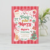 Invitation Nœud de Noël Quatre Toujours Joyeux 4ème Anniversa (Debout devant)