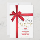 Invitation Nœud de ruban de satin rouge pour la fête de Noël (Devant)