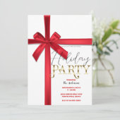 Invitation Nœud de ruban de satin rouge pour la fête de Noël (Debout devant)