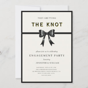 Invitation Noeud élégant noir pour la fête de fiançailles