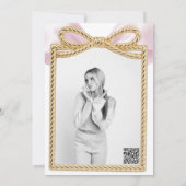 Invitation Nœud en cascade à fronce rose élégant pour fête de (Dos)