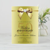 Invitation Noeud et Ruban de Bijou Chic 50e Anniversaire de M (Debout devant)