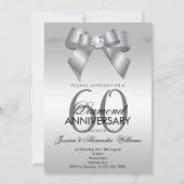 Invitation Nœud et Ruban de Bijou Élégant 60e Anniversaire de (Devant)