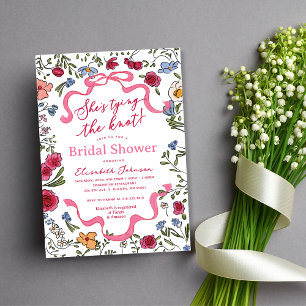 Invitation Noeud floral Elle fait le noeud Enterrement de vie