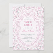 Invitation Nœud floral rose doux (Devant)