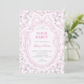 Invitation Nœud floral rose doux (Debout devant)