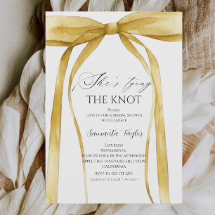Invitation Noeud Jaune Elle Attache le Nœud Réception de Mari