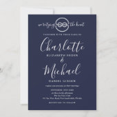 Invitation Noeud Marin de Mariage Navy Bleu Photo Script (Devant)