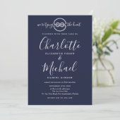 Invitation Noeud Marin de Mariage Navy Bleu Photo Script (Debout devant)