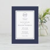 Invitation Noeud Nautique Marine Bleu Et Blanc Mariage Photo (Debout devant)