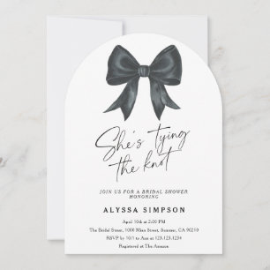 Invitation Noeud noir Elle noue le noeud Réception de mariage