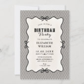 Invitation Nœud noir vintage (Devant)