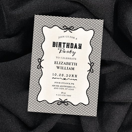 Invitation Nœud noir vintage