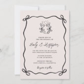 Invitation Nœud Papillon Coquette Rose Mariage (Devant)