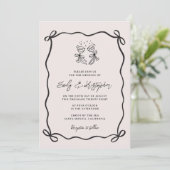 Invitation Nœud Papillon Coquette Rose Mariage (Debout devant)