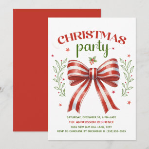 Invitation Noeud papillon coquette rouge blanc pour fête de N