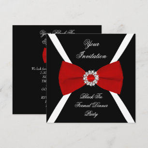 Invitation Nœud papillon élégant noir blanc rouge