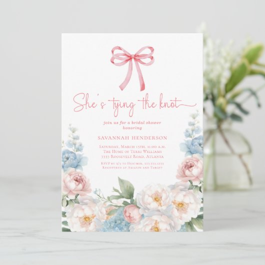Invitation Noeud papillon floral mariage (Debout devant)