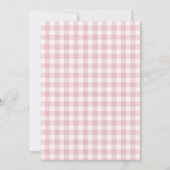 Invitation Nœud Papillon Gingham Rose Fête de Naissance Bébé (Dos)