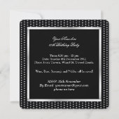 Invitation Nœud papillon noir Studs or Argent Anniversaire (Dos)