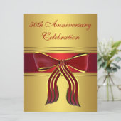 Invitation Nœud papillon or rouge 50e anniversaire de mariage (Debout devant)