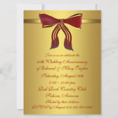 Invitation Nœud papillon or rouge 50e anniversaire de mariage (Dos)