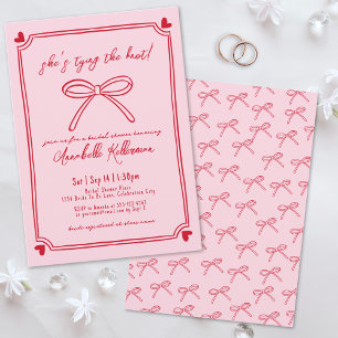Invitation Noeud Papillon Rose Dessiné à la Main Enterrement