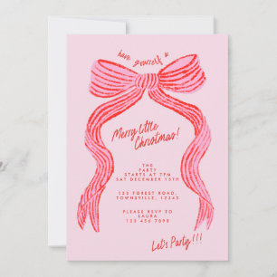 Invitation Noeud papillon rose et rouge dessiné à la main Fêt
