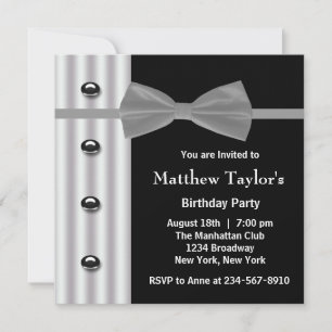Invitation Nœud papillon smoking noir pour homme pour fête d'