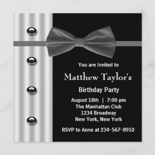 Invitation Nœud papillon smoking noir pour homme pour fête d'